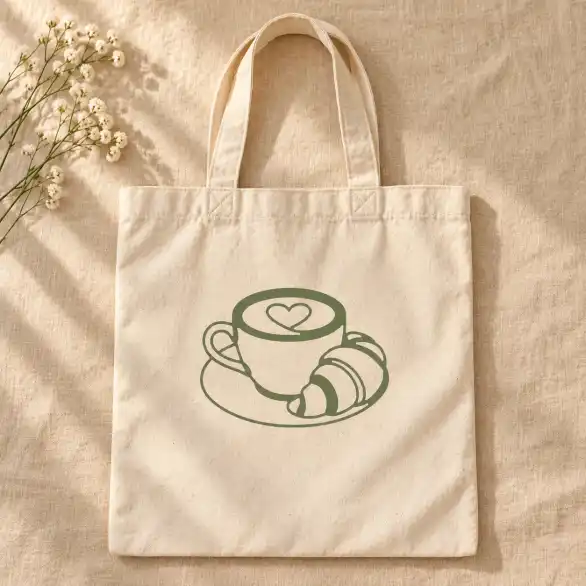 Plottervorlage »Tasse & Croissant«